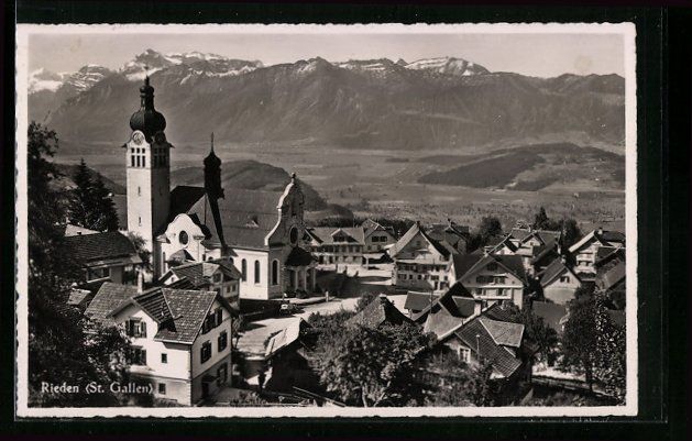 Cartoline postali: Rieden, Teilansicht mit Kirche, Blick au – Usato da Berlin venduto da bartko-reher