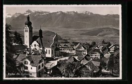 Rieden, Teilansicht mit Kirche, Blick au