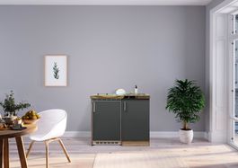 421 Miniküche Küchenzeile 100cm E/GRAU - Küche Einbauküche