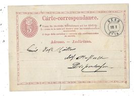 Postkarte 1874 mit Zwergstempel Berg  nach Diessenhofen TG