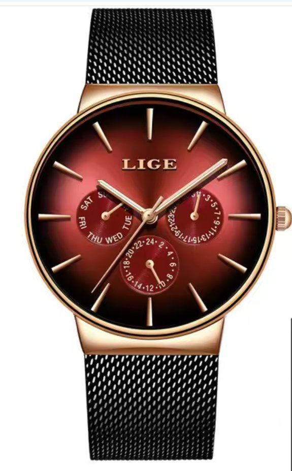 Orologi: Montre LIGE Élégante, cadran bordeaux – Nuovo e nell'imballaggio originale da Biel/Bienne venduto da Joridel7