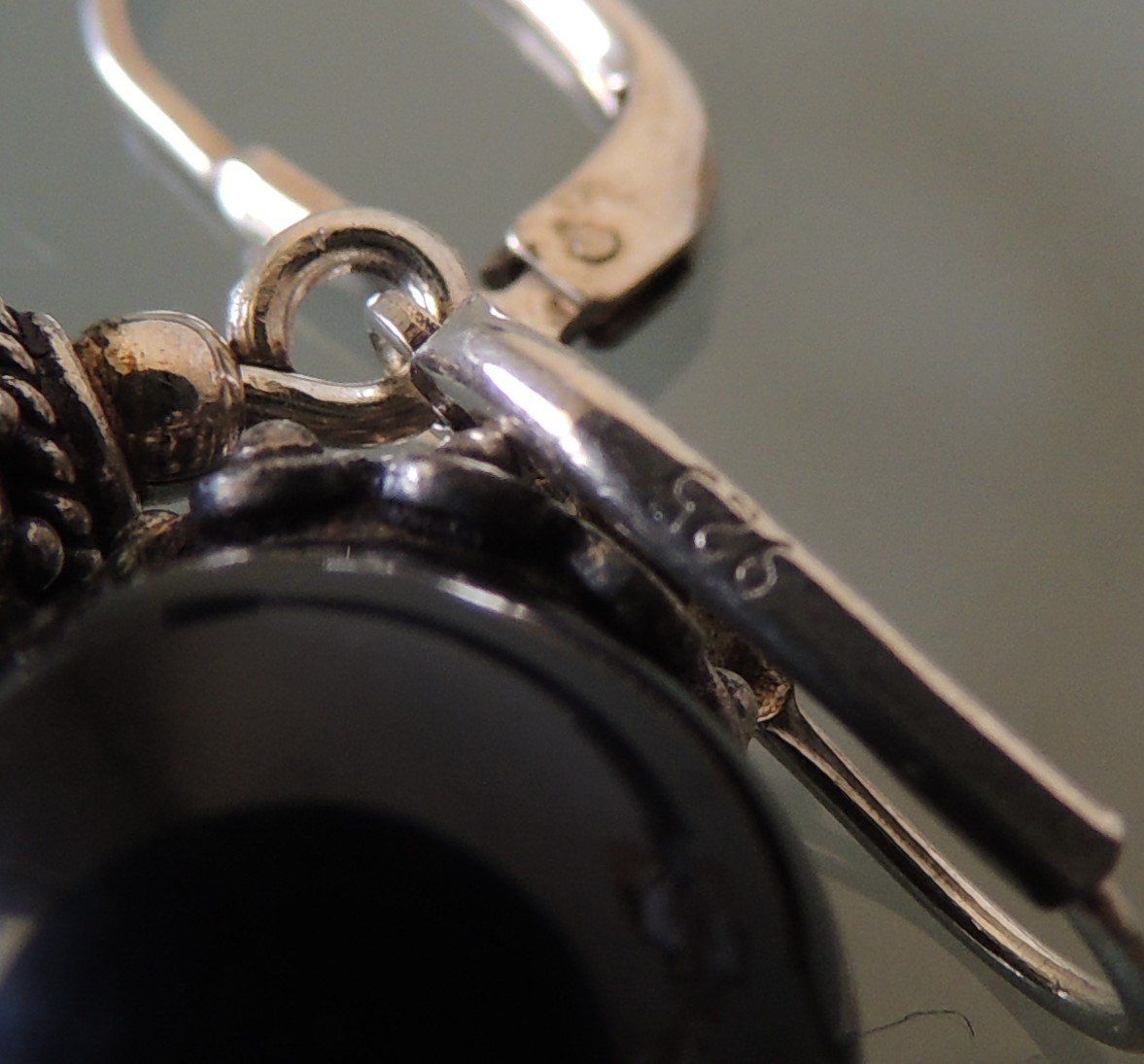 Antikschmuck: Onyx Silber 925 Ohrringe – Gebraucht aus Waldenburg von  4