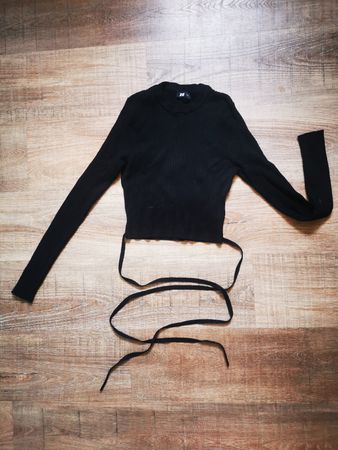 Pullover schwarz Grösse M Damen gerippt mit Bindung