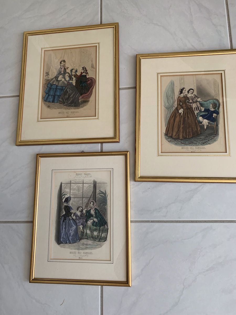 Incisioni: 3 gerahmte Stiche Musée de familles – Usato da Oberlunkhofen venduto da Mariana2