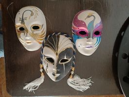3 handgemachte Deko-Masken 1993 – Venedig-Stil