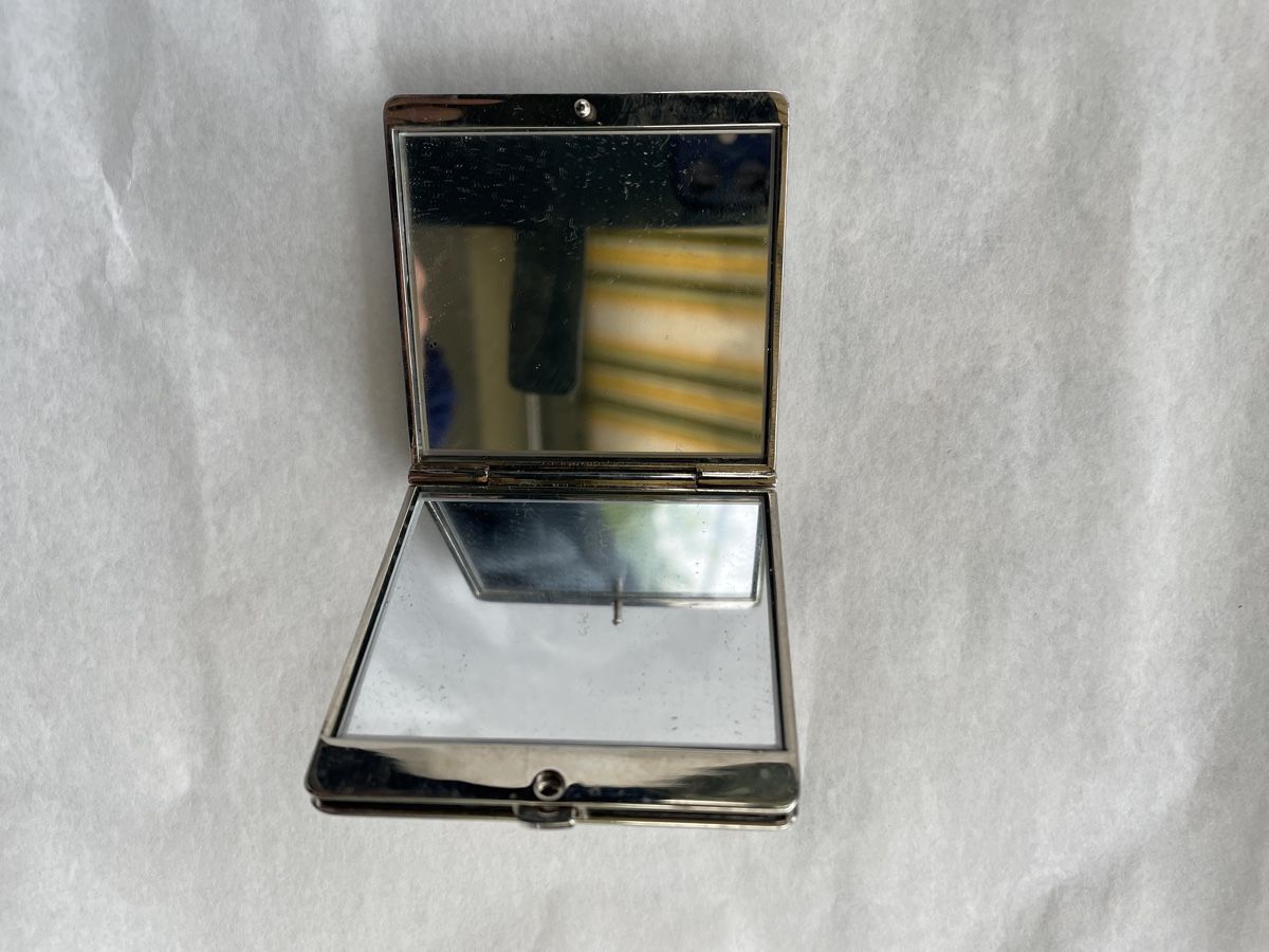 Specchi: Vintage Mirror Case vanity case black with rhinestones – Usato da Zürich venduto da MISSYS-WONDERBAG 1
