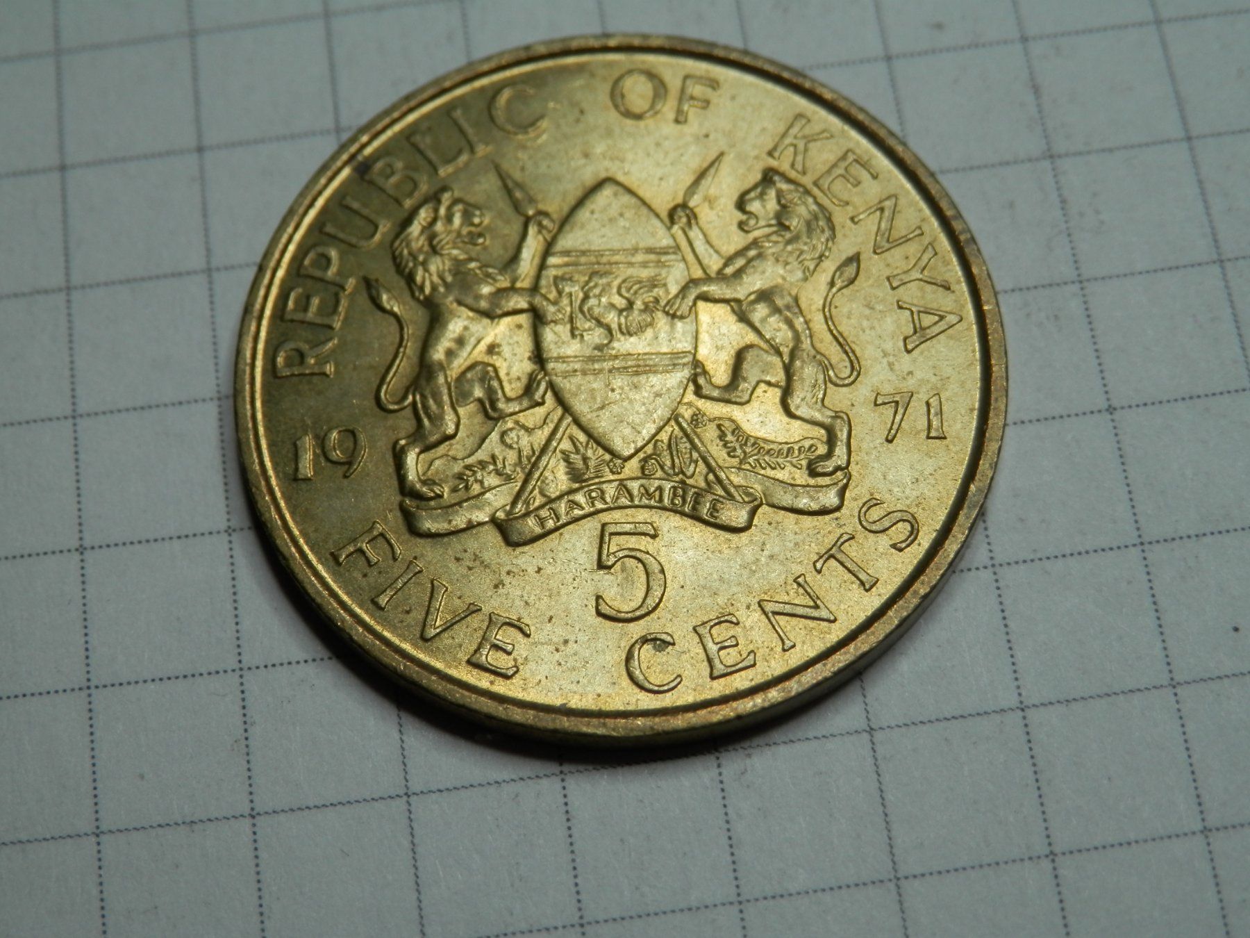 Tutti le monete: Kenia  5 Cent, 1971 – Usato da Weiach venduto da weiach81