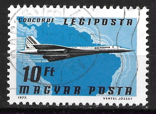 Tous les timbres: Ungarn 1977: Flugzeug Concorde – D'occasion à Zürich par Rainstamps