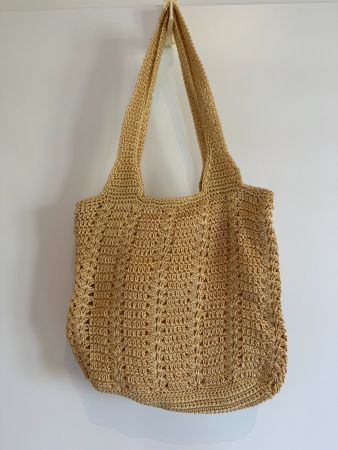 Magnifique sac de plage tressé doré (neuf)