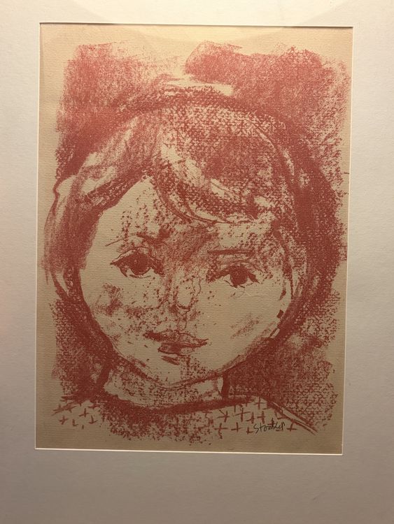 Expressionistisches Kinderporträt rote Kreide 1920er (Gebraucht) in ...