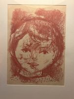 Expressionistisches Kinderporträt rote Kreide 1920er