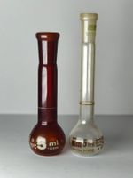 2x Vintage Messkolben 5ml Glas Braun Klar Labor Set Apotheke
