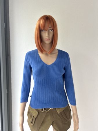 Lauren Ralph Lauren Petite Blue Cotton V-Neck Sweater P/P