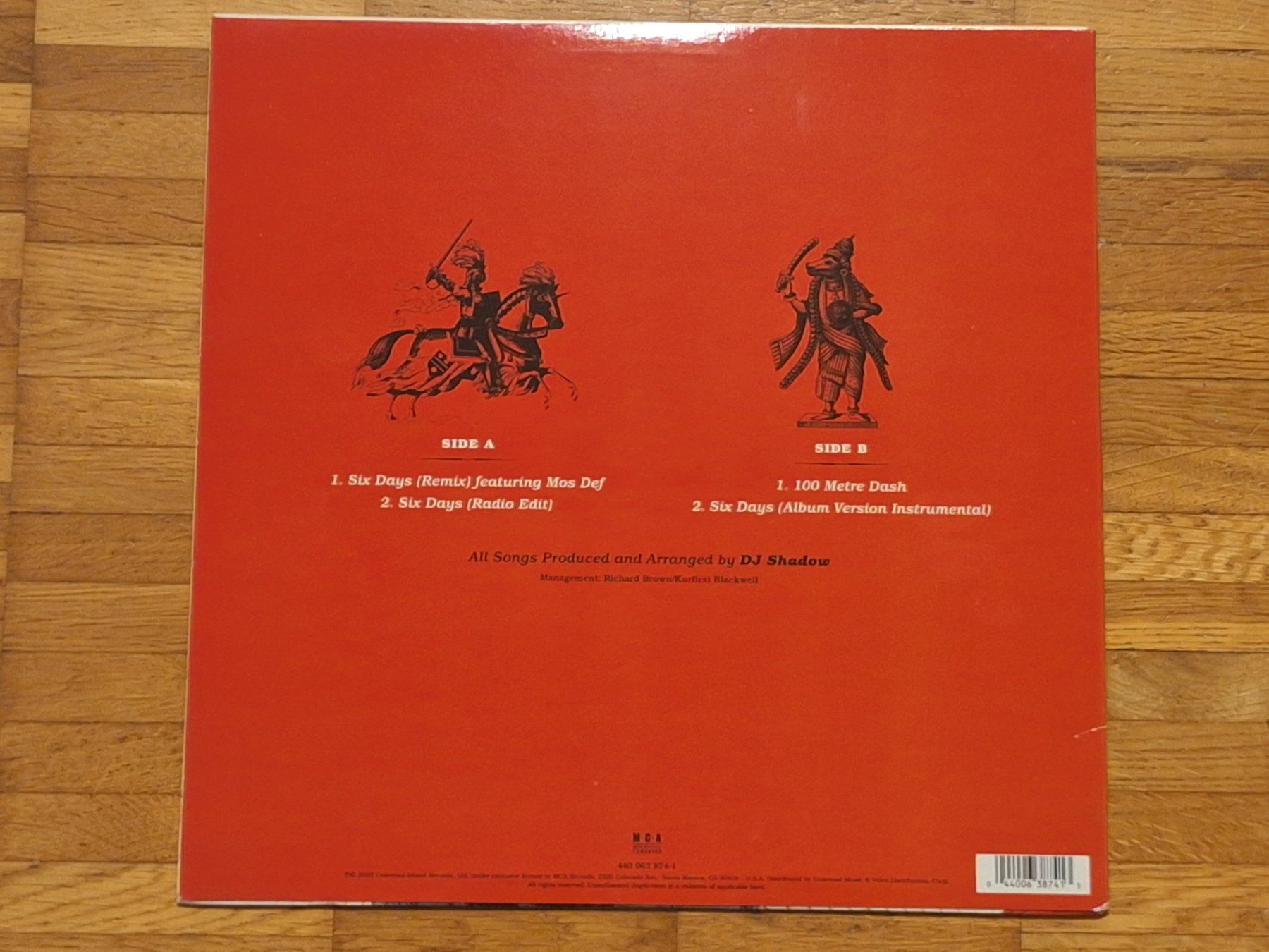 Dischi in vinile: DJ Shadow, Six Days - 12" Maxi USA 2002 – Nuovo (secondo la descrizione) da Oberentfelden venduto da Musicud 1