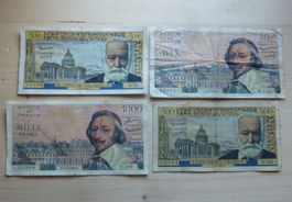 Frankreich ++ Lot von 4 alten Banknoten