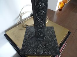 antike Tischlampe, Jugendstil mit Zinnverzierungen