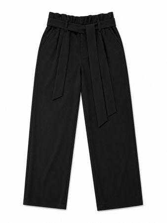 Schwarze Stoffhose mit Gürtel, Grösse 34