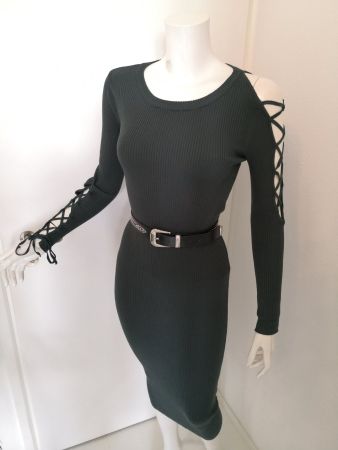 🤩ZARA GESCHNÜRTES STRICK-KLEID &  DUNKELGRÜN NEU & GUCCI P.