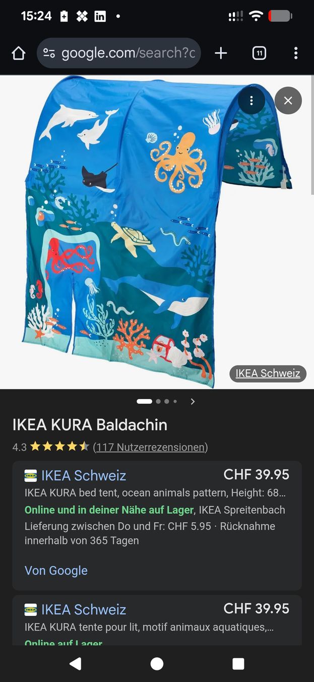 Ikea Alri letti & mobili per bambini: IKEA KURA Baldachin – Usato da Bülach venduto da alex_raul