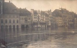 Luzern Ueberschwemmung Hotels um 1911