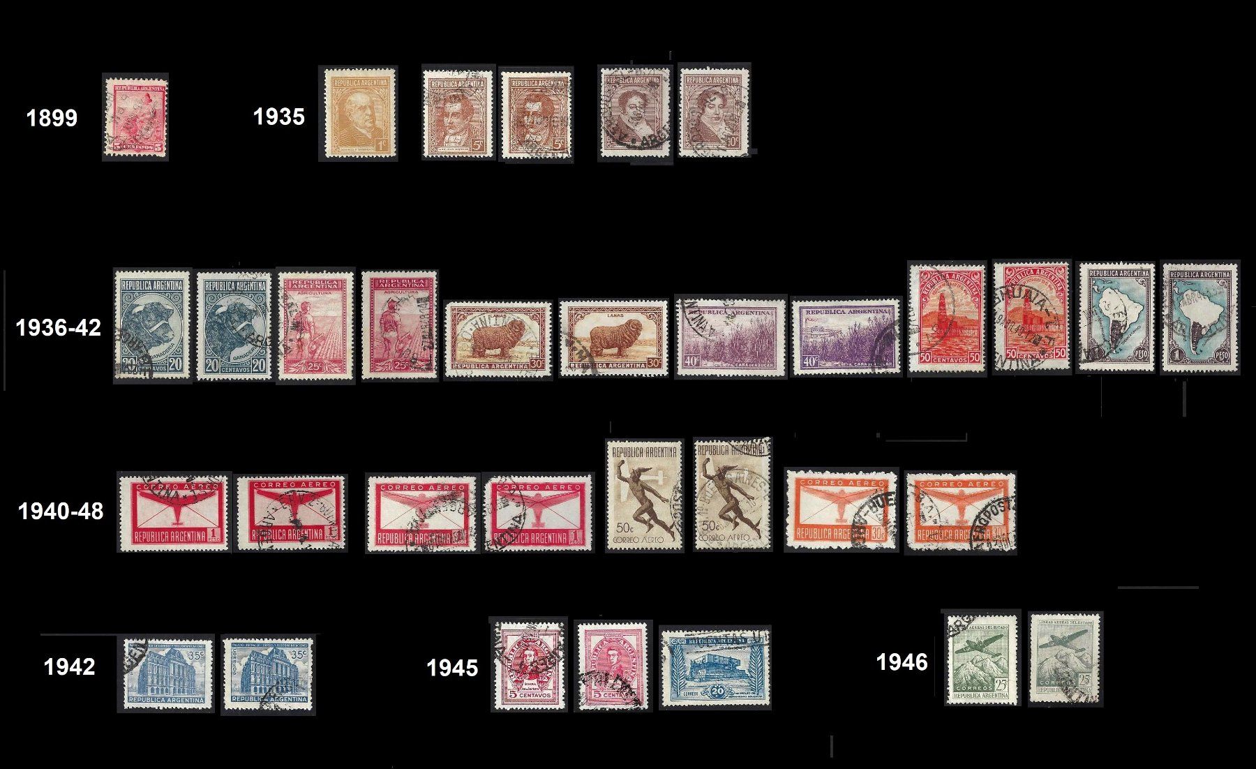 Tutti i francobolli: Argentinien Briefmarken 1899 - 1973 – Usato da Baar venduto da W47 1