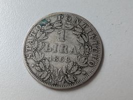 🇻🇦 Kirchenstaat 1 Lira 1868 R Pius IX Silber 5g