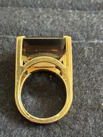 Gelbgoldring massiv 750 Gelbgold mit Rauchquarz geschliffen