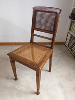Jugendstil Holzstuhl mit Rattanbespannung
