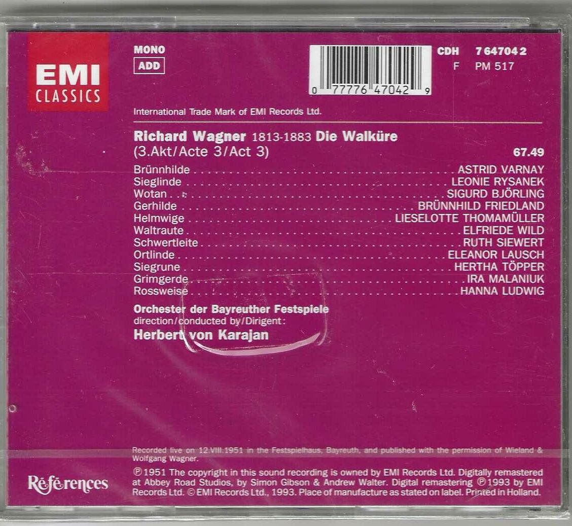 CDs: Wagner/Herbert von Karajan - Die Walkure (Act3)- Neue – Neu und originalverpackt aus Genève von CDLPBookS 1