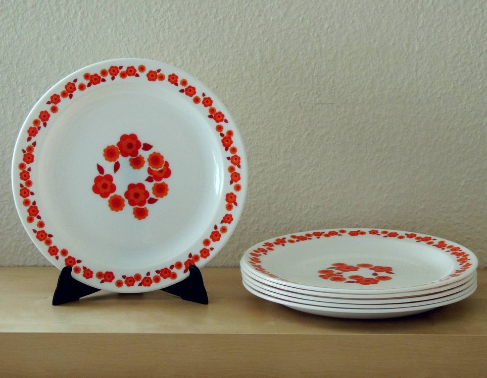 Lot De 6 Assiettes à Dessert Arcopal Lotus – Vintage Années 70 – État Comme Neuf