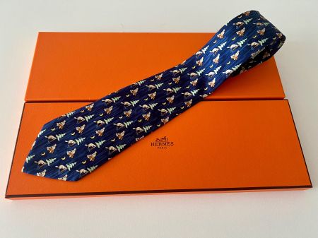 Cravate HERMES-Paris „Night Beavers“ - avec box original