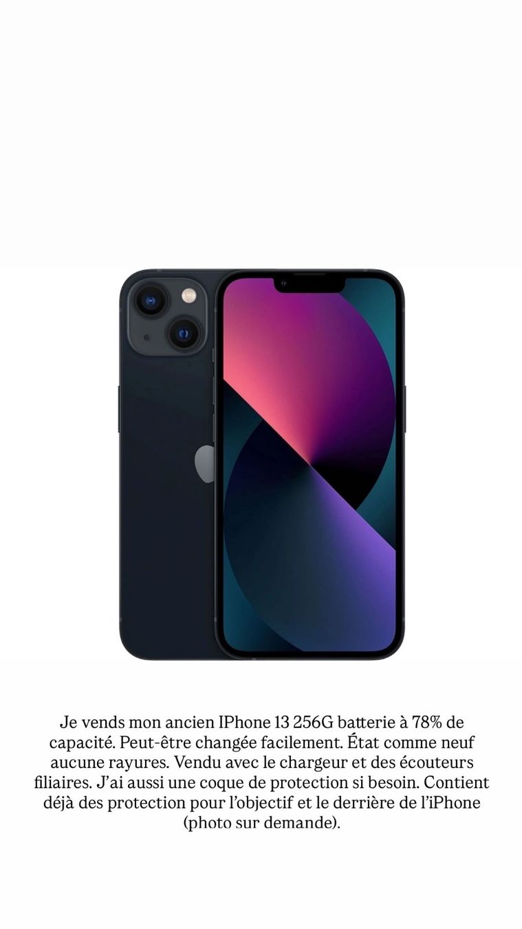 Apple Telefoni cellulari / Smartphones: iPhone 13 256GB – Usato da Cornaux NE venduto da juj_s7xf