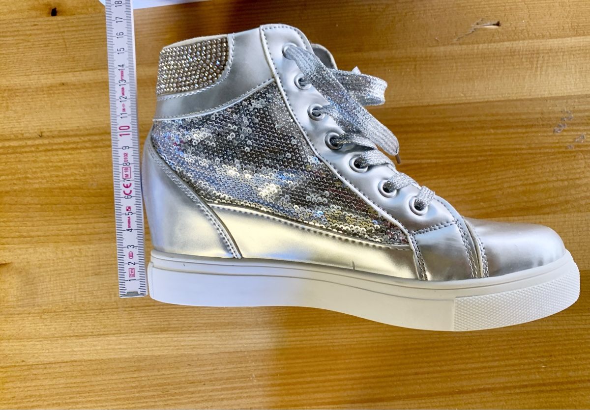 Scarpe da donna: Glitzer Silber Keil Sneakers – Usato da Steinhausen venduto da sue_f9pp 8