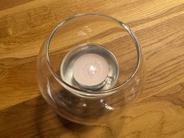 🌻 Teelichthalter, Glas, Windlicht, Kerzenlicht, Winterdeko