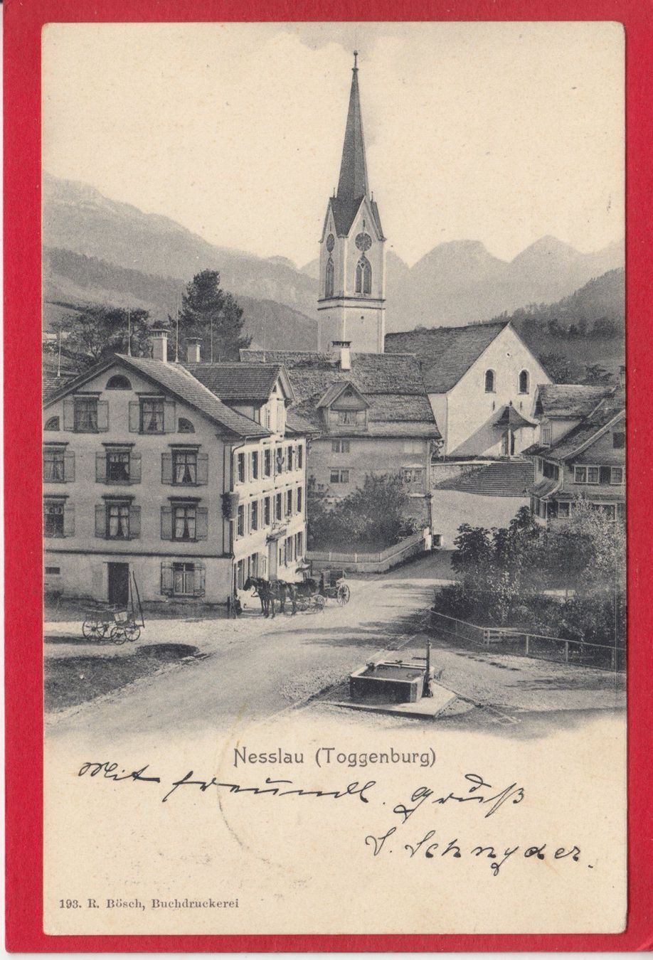 Cartoline postali: AK NESSLAUT TOGGENBURG 1907 – Usato da Grüningen venduto da Kartensammler