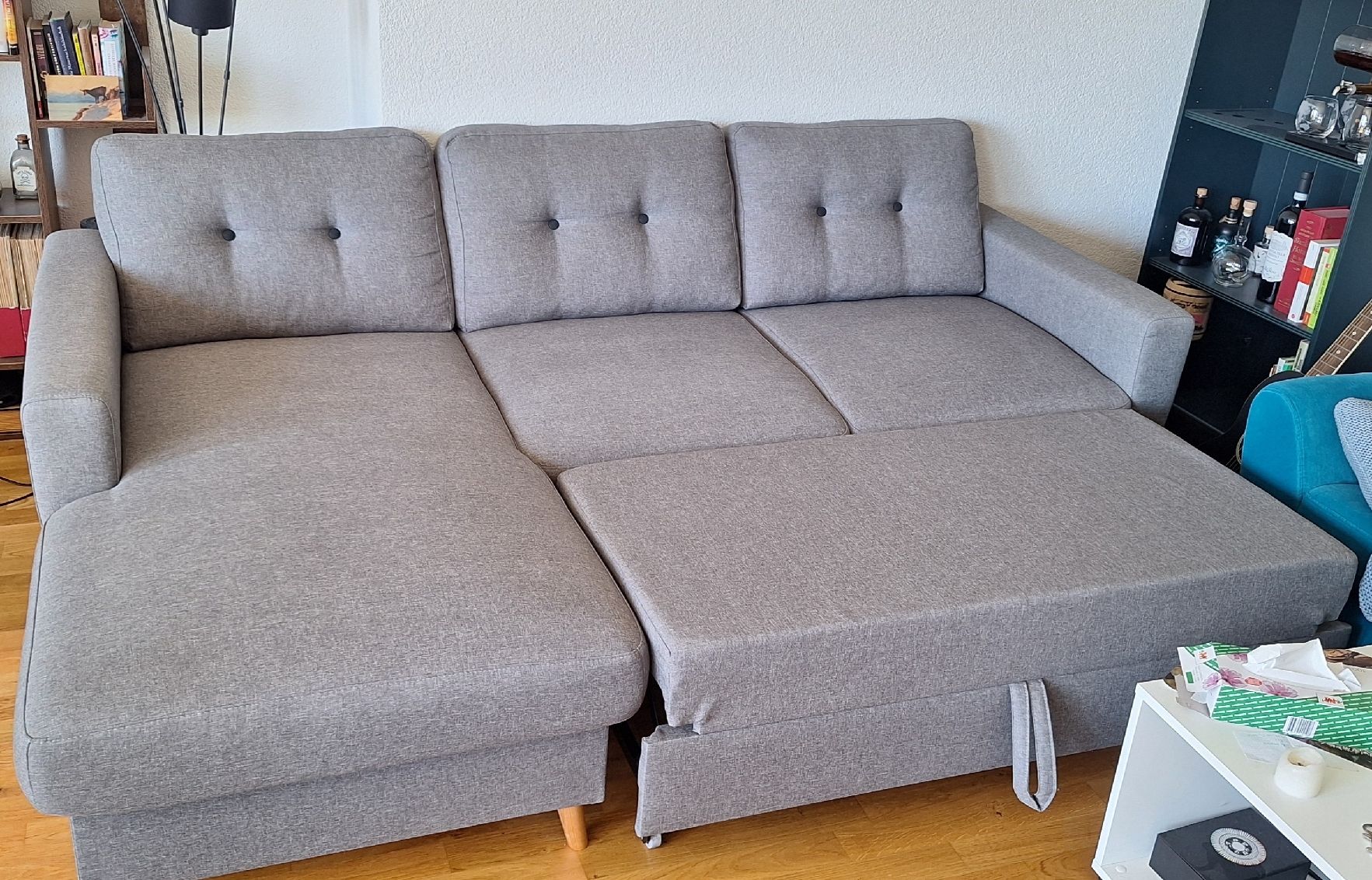 Divani: Graues Ecksofa Schlafsofa, grau, Stauraum 2,2x1,45x0,85m – Usato da Umiken venduto da fab_rgs7 1
