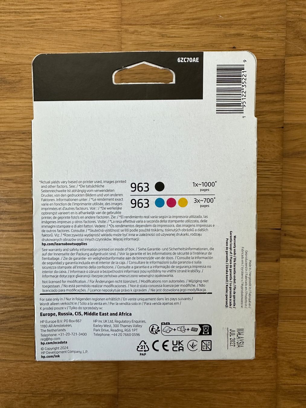 Hewlett Packard Druckerpatronen & Toner: Druckerpatronen HP 963 4-er Pack original – Neu und originalverpackt aus Uster von Sargo 1