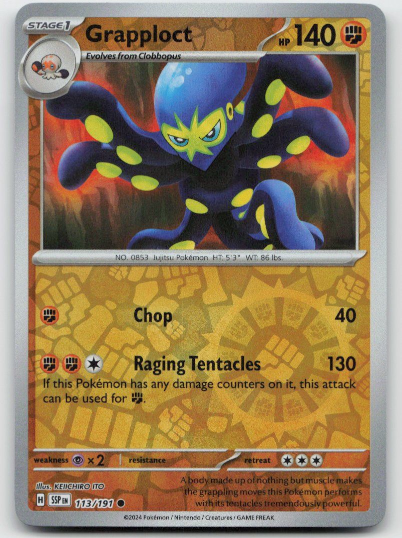 Pokémon Carte collezionabili: Pokemon Grapploct Reverse 113/191 SSP EN 2024 – Usato da Lugano venduto da VlaseCard