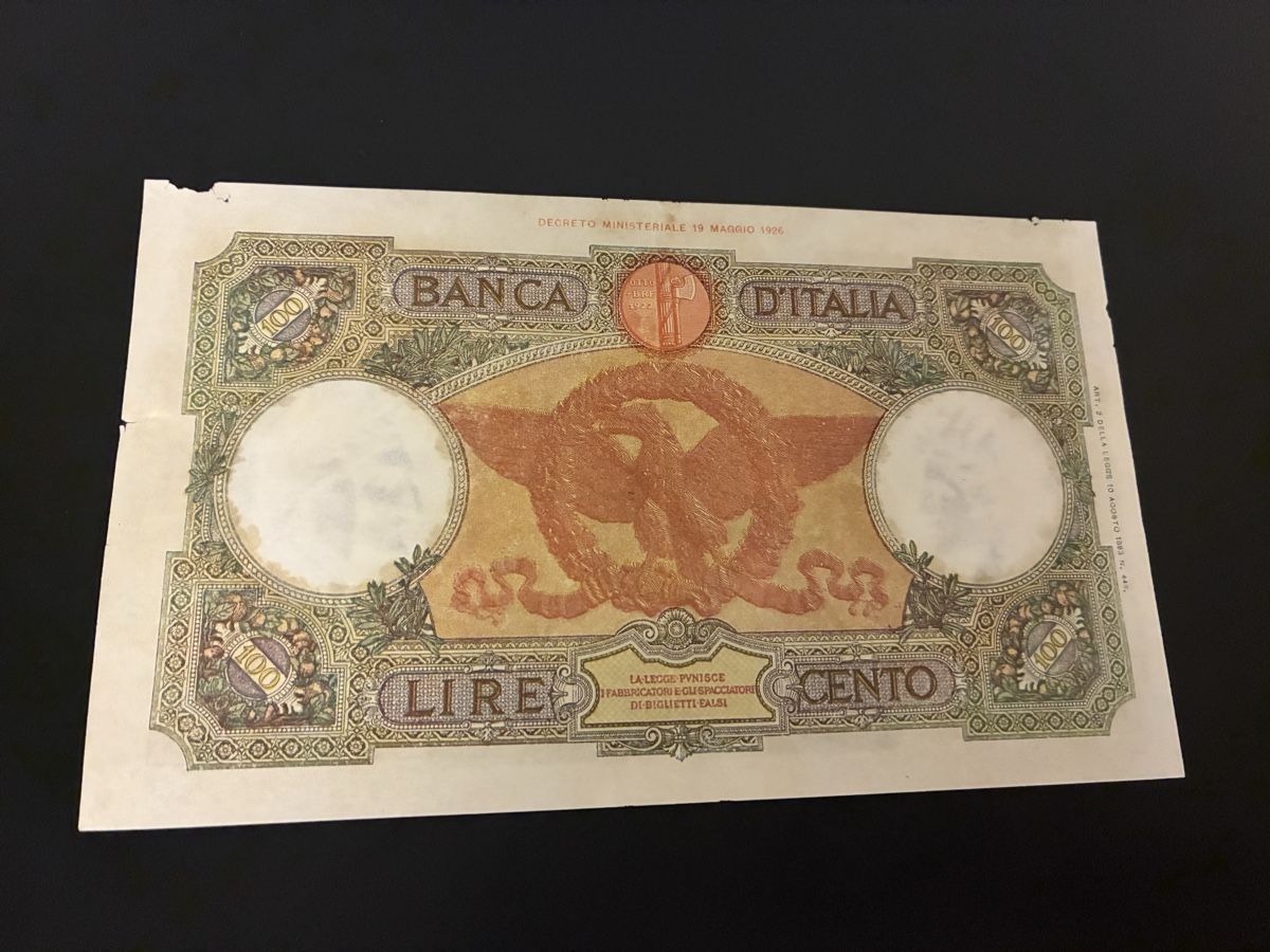 Banknoten: 100 lira 1936 – Gebraucht aus Dällikon von Woldbanknoten 2