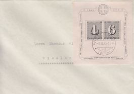 Schweiz 1943: Block W 14 auf Couvert - entwertet Wiedlisbach