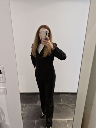Taifun Nadelstreifen Anzug Damen Gr. 40 Schwarz Büro Busines
