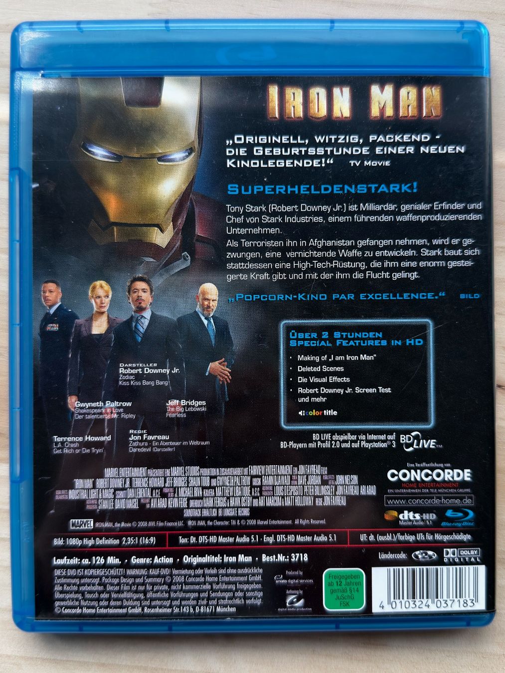 Tutti i DVDs: Iron Man Blu-Ray (Deutsch, Englisch) – Usato da Basel venduto da cpandas 1