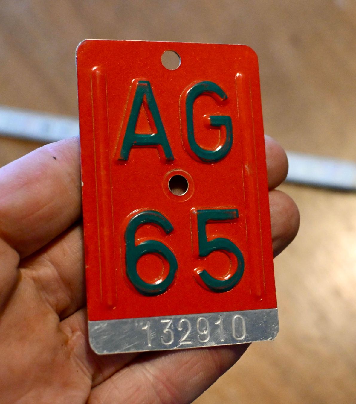 Schilder: Velonummer AG von 1965 - Aargau - AG 65 – Gebraucht aus Pfaffhausen von mono_rec 1