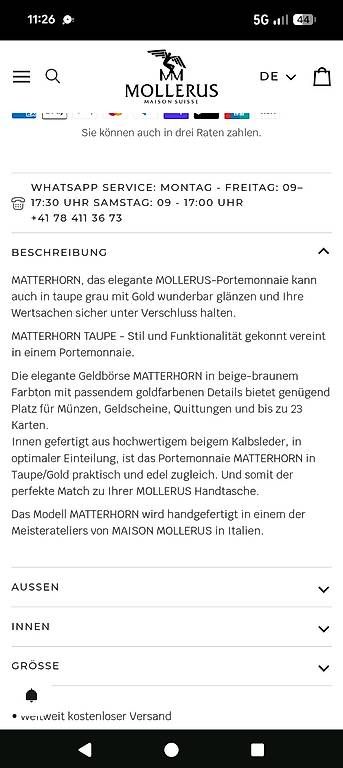 Maison Mollerus Portamonete: Maison Mollerus Matterhorn Taupe – Usato da Dietlikon venduto da SaNi15000 4