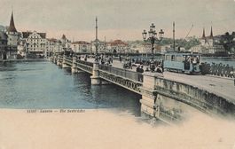 AK Luzern - Seebrücke mit Tram