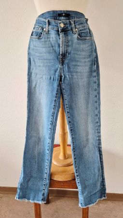 7 FOR ALL MANKIND JEANS 27 S 36 MIT FRANSELN HOSE,  TOP