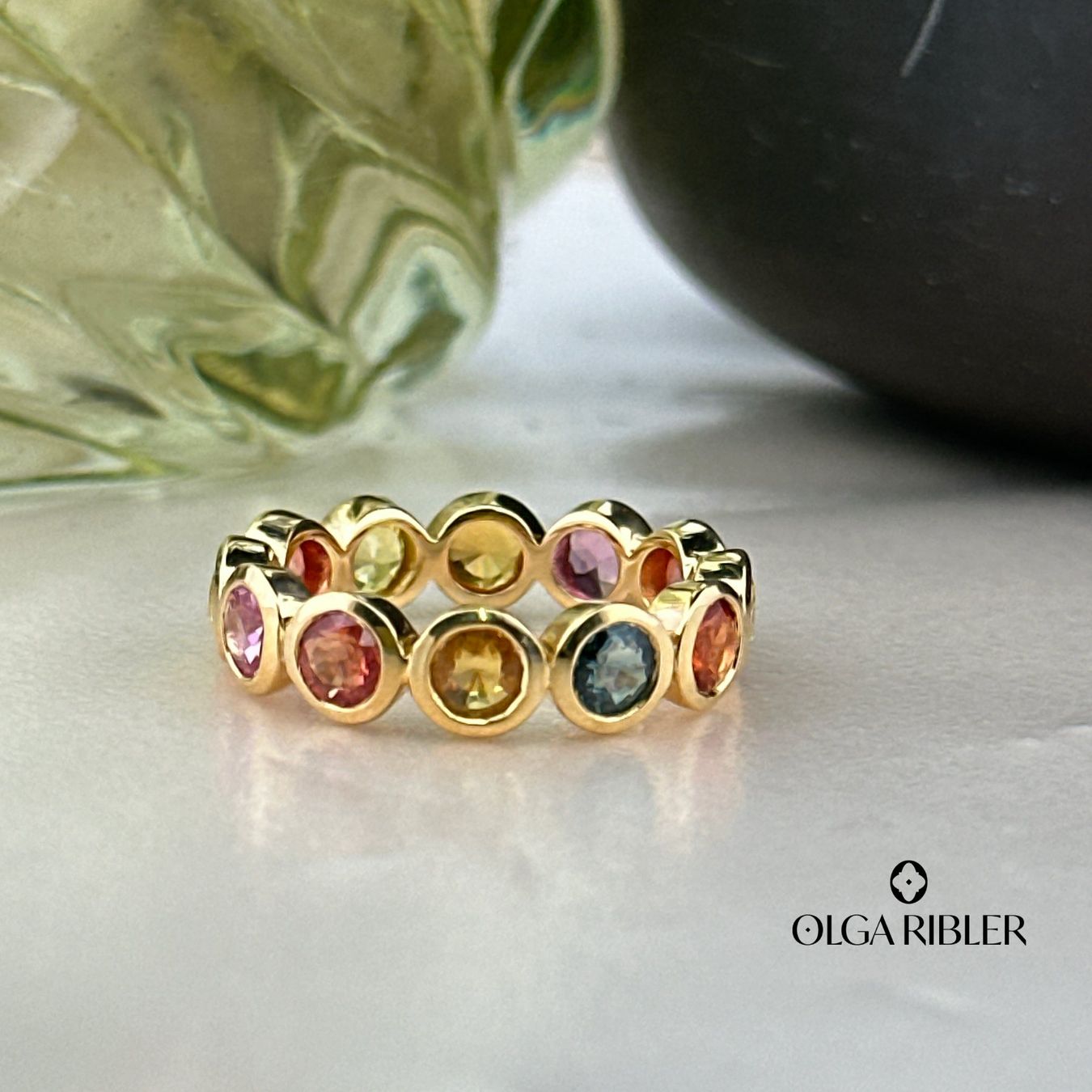 Olga Ribler Bagues: Multisaphir Memory Ring  Silber gelbvergoldet Grösse 54 – Neuf (Voir description) à Luzern par Schmuckoutlet 2