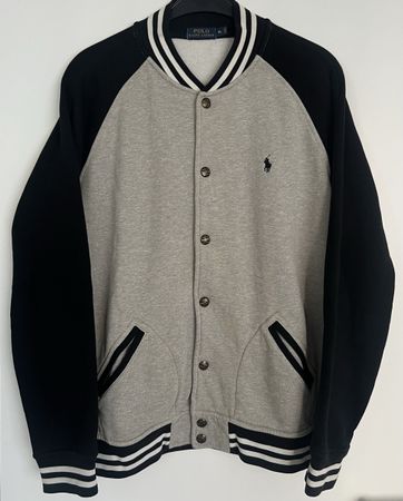 College Jacke Polo Ralph Lauren grau schwarz Grösse XL