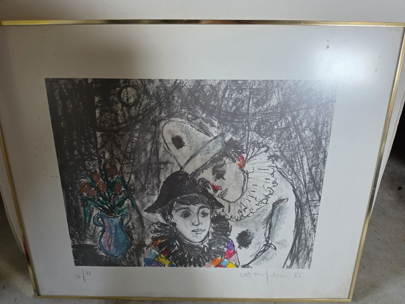 Posters & Illustrations: Original Farblithografie "Harlekin & Clown" (1985)  – D'occasion à Rain par gary777