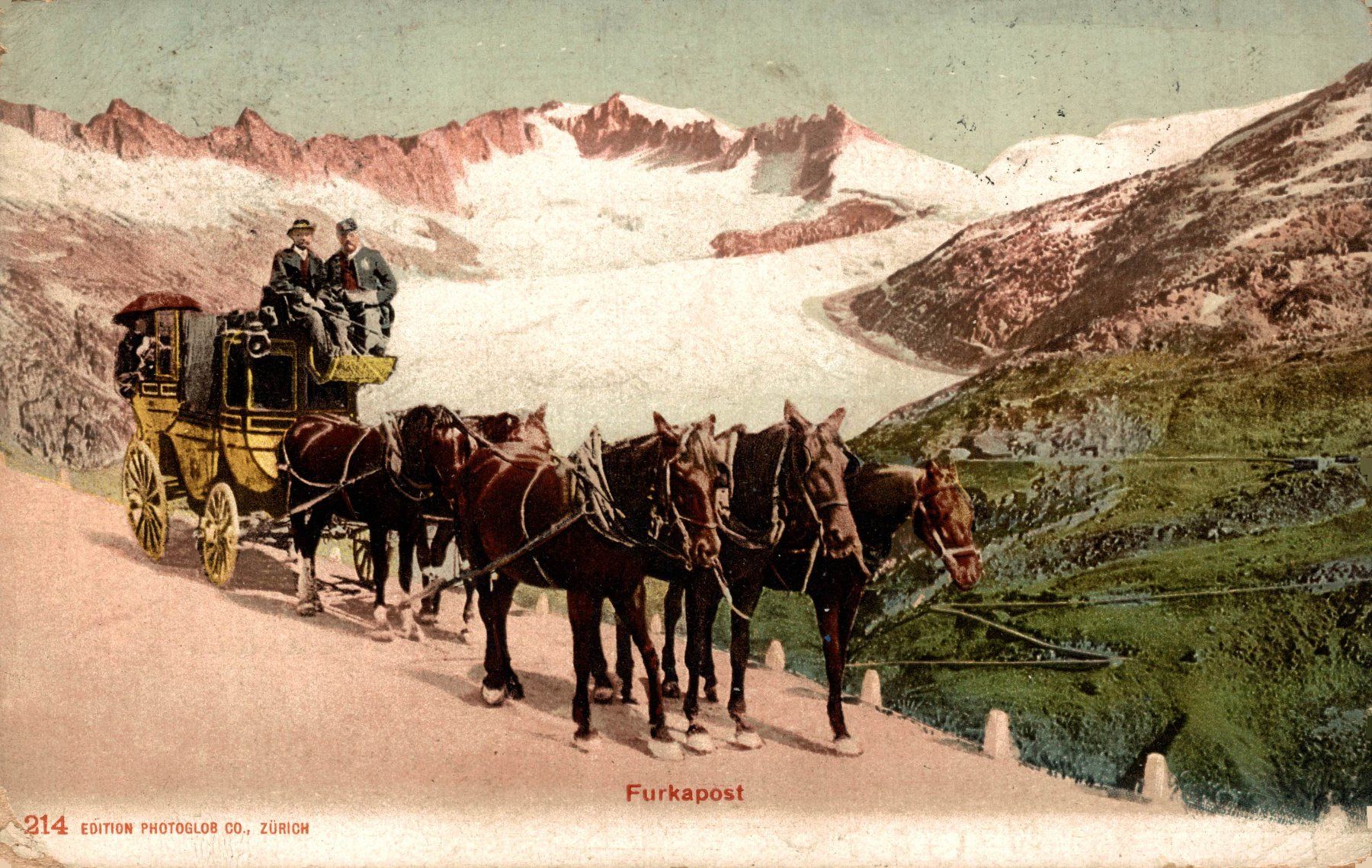 Cartoline postali: Furkapost. Postkutsche – Usato da Bronschhofen venduto da Astore